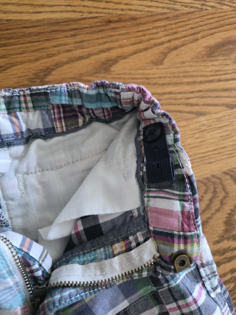 GAP Plaid Patchwork Shorts in Blue, Pink, Green, White